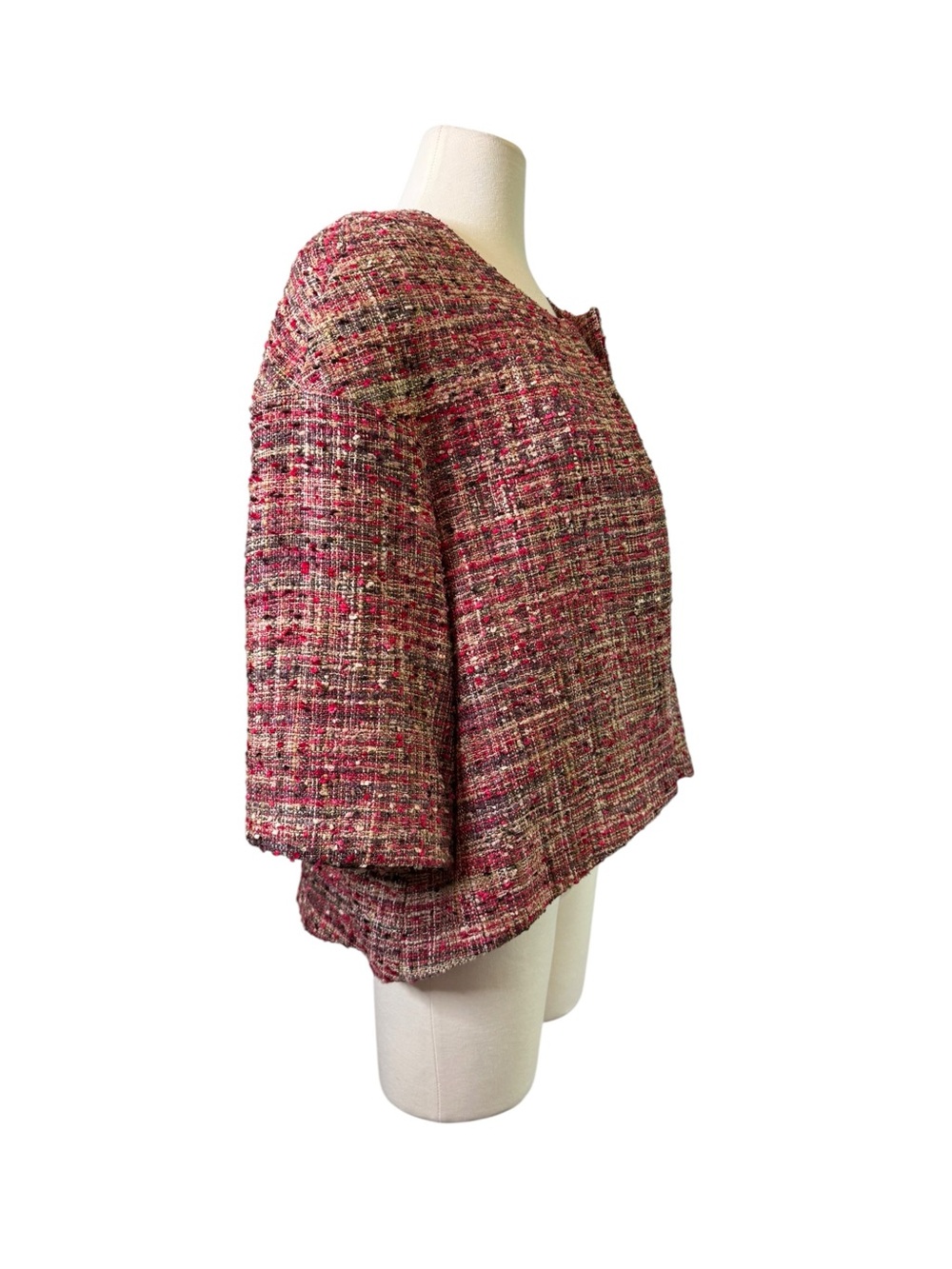 LOUBEN Womens Pink Tweed Open-Front Jacket size 12 - Picture 2 of 4